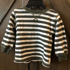 Olive and white striped long sleeve shirt